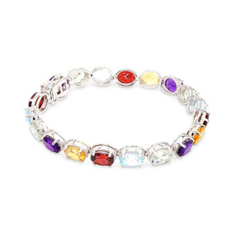 Garnet Round Link Bracelet (28 ct. t.w.) in Sterling Silver (Also in Blue Topaz, Amethyst & Multi-Gemstone)