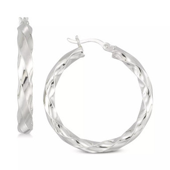 Textured Hoop Earrings in 18K Yellow Gold Over Silver or Sterling Silver