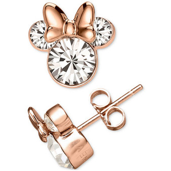 Cubic Zirconia Minnie Mouse Stud Earrings in 18k Rose Gold-Plated Sterling Silver