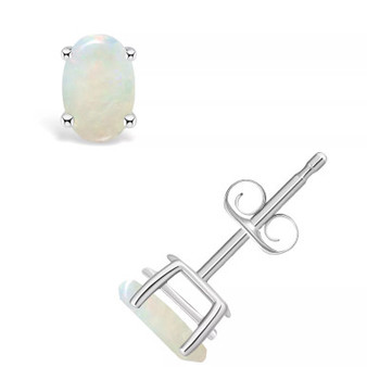 Opal (1/2 ct. t.w.) Stud Earrings in 14K Yellow Gold or 14K White Gold