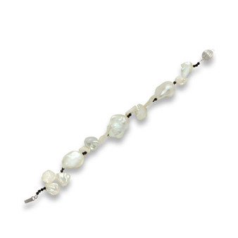Cultured Freshwater Baroque Pearl (11 & 13mm) & Black Spinel (4-1/2 ct. t.w.) Bracelet in Sterling Silver