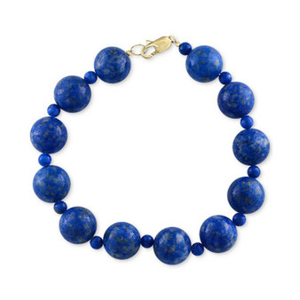 EFFY® Lapis Lazuli (4 & 12mm) Beaded Bracelet in 14k Gold