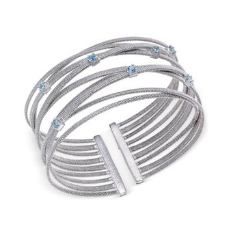 Swiss Blue Topaz Multi-Row Cuff Bracelet (3/4 ct. t.w.) in Sterling Silver