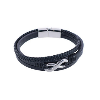 Infinity Triple Band Secure Clasp Leather Bracelet