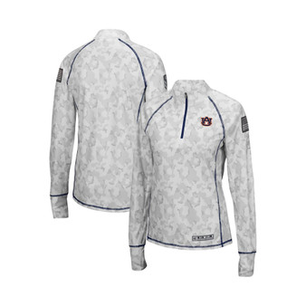 Women's White Auburn Tigers OHT Military-Inspired Appreciation Officer Arctic Camo 1/4-Zip Jacket