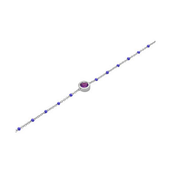 Amethyst (1/6 ct. t.w.) & Enamel Bead Link Bracelet in Sterling Silver