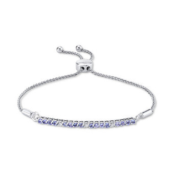 Tanzanite (5/8 ct. t.w.) & Diamond (1/10 ct. t.w.) Bolo Bracelet in Sterling Silver