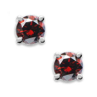 10k White Gold Red Diamond Round Stud Earrings (1/5 ct. t.w.)