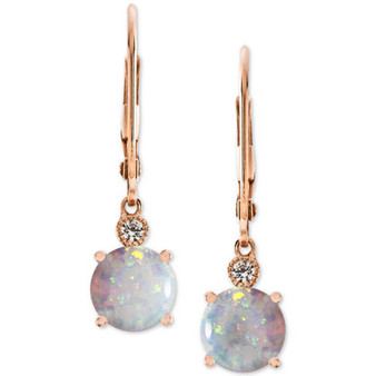 Lab-Created Opal (1-1/2 ct. t.w.) & White Sapphire Accent Drop Earrings in 14k Rose Gold-Plated Sterling Silver