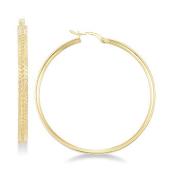 Textured Hoop Earrings in 18k Gold over Sterling Silver