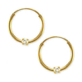 Children's Cubic Zirconia Accent Endless Hoop Earrings in 14K Yellow Gold (2mm)