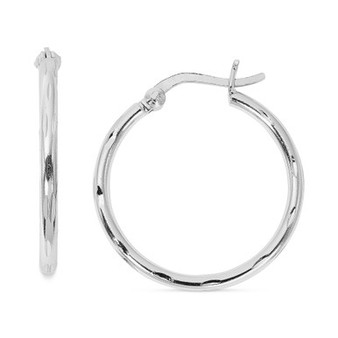 Polished Divot Small Hoop Earrings in Sterling Silver, 25mm, Created for Macy's