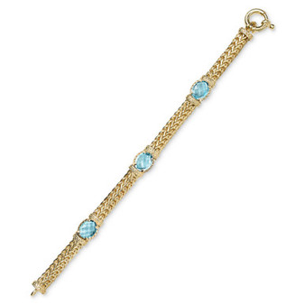 Swiss Blue Topaz Weave Link Bracelet (10-1/2 ct. t.w.) in 14k Gold-Plated Sterling Silver