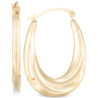 Draped-Look Oval Hoop Earrings in 10k Gold