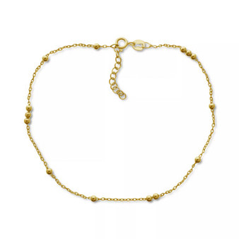 Polished Bead Ankle Bracelet in Sterling Silver