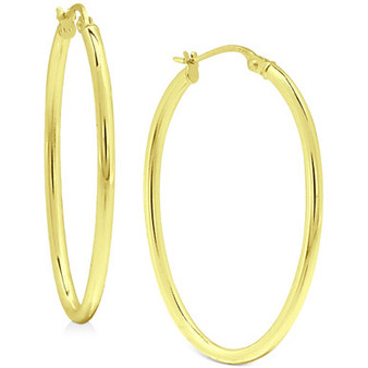 Polished Oval (1") Hoop Earrings in 18K Gold-Plated Sterling Silver, Created for Macy's