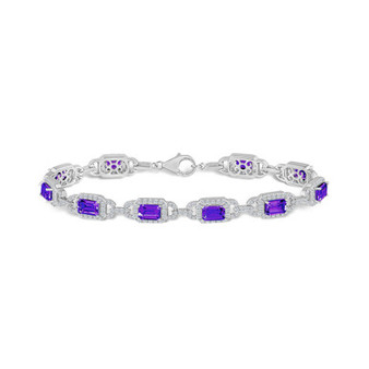 Amethyst and White Topaz Bracelet (5-1/2 ct. t.w and 5/8 ct. t.w) in Sterling Silver