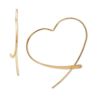 Wire Heart Threader Earrings in 18k Gold-Plated Sterling Silver, Created for Macy's