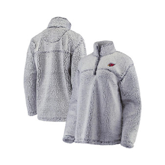 Women's Gray Arizona Cardinals Sherpa Quarter-Zip Pullover Jacket