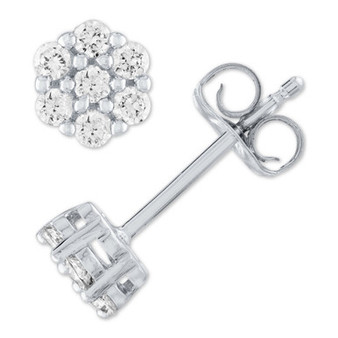 Lab Grown Diamond Cluster Stud Earrings (1/4 ct. t.w.) in Sterling Silver