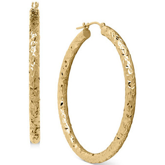 Diamond-Cut Hoop Earrings in 14k Gold