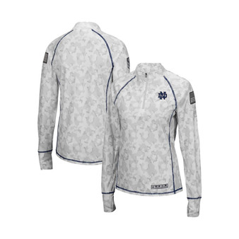 Women's White Notre Dame Fighting Irish OHT Military-Inspired Appreciation Officer Arctic Camo Fitted Lightweight 1/4-Zip Jacket