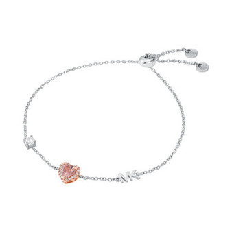 Sterling Silver Two-Tone Heart Slider Bracelet