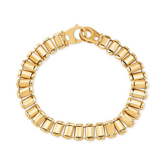 Men's Railroad Track Polished Bracelet in 10k Gold