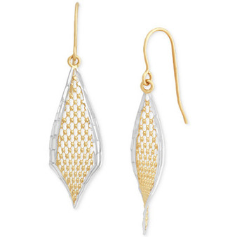 Beaded Mesh Statement Drop Earrings in 10K Two-Tone Gold