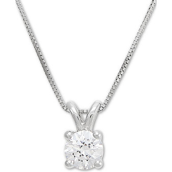 IGI Certified Lab Grown Diamond Solitaire 18" Pendant Necklace (1/2 ct. t.w.) in 14k White Gold or 14k Gold