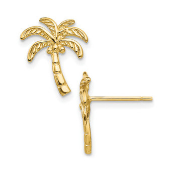 Palm Tree Stud Earrings in 14k Gold
