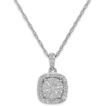 Diamond Cushion Pendant Necklace in Sterling Silver (1/3 ct. t.w.)