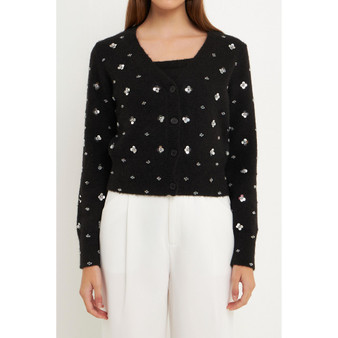 Women's Sequins Floral Embroidery Cardigan
