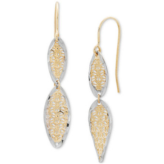 Textured Openwork Two-Tone Double Drop Earrings in 10k Gold, Created for Macy's