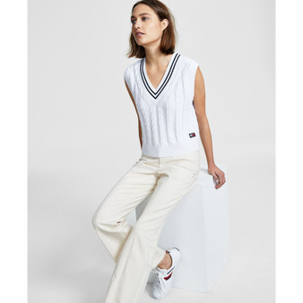 Women's Travel V-Neck Cable-Knit Sweater