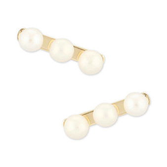 Cultured Freshwater Pearl (3mm) Bar Stud Earrings in 14k Gold