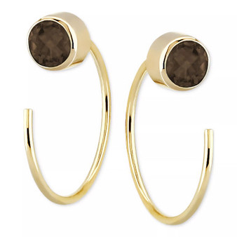 Garnet Bezel Threader Earrings (5/8 ct. t.w.) in 14k Gold (Also in Sky Blue Topaz, Cubic Zirconia, Smoky Quartz, & Peridot)