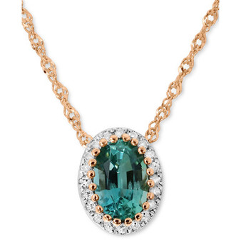 Emerald (3/8 ct. t.w.) & Diamond (1/20 ct. t.w.) Pendant Necklace in 14k Rose Gold, 16" + 2" extender