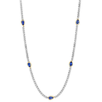 EFFY® Sapphire (7/8 ct. t.w.) & Diamond (4 ct. t.w.) 18" Collar Necklace in 14k Two-Tone Gold