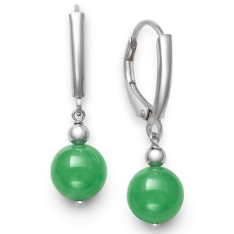 Dyed Green Jade Drop Earrings in Sterling Silver, Created for Macy's