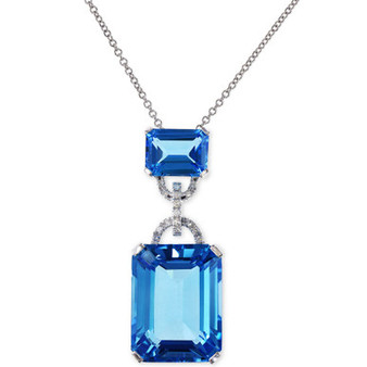 EFFY® Blue Topaz (16-3/4 ct. t.w.) and Diamond Accent Pendant Necklace in 14k White Gold