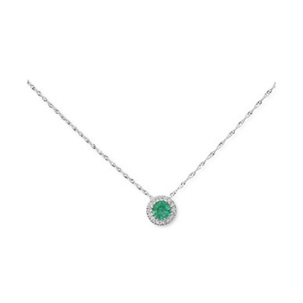 Emerald (1/3 ct. tw.) & Diamond Accent Pendant Necklace in 14k White Gold, 16" + 2" extender (Also Available in Sapphire & Ruby)