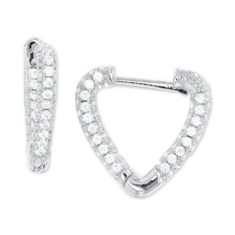 Cubic Zirconia Heart Hoop Earrings