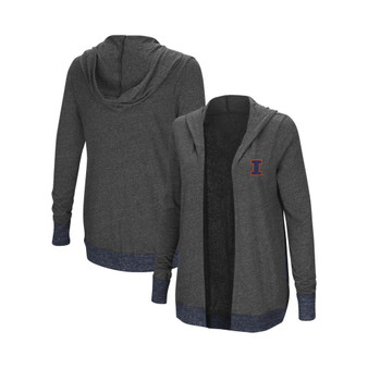 Women's Heathered Charcoal Illinois Fighting Illini Steeplechase Open Cardigan with Hood