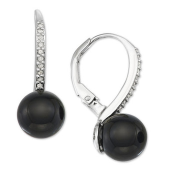 Onyx & Diamond (1/10 ct. t.w.) Drop Earrings in Sterling Silver
