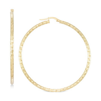 Medium Textured Hoop Earrings in 14k Gold