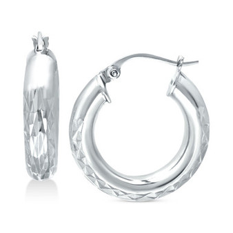 Small Embellished Hoop Earrings in Sterling Silver, 20mm, Created for Macy's