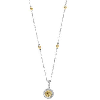 EFFY® White and Yellow Diamond 18" Pendant Necklace (5/8 ct. t.w.) in 14k White & Yellow Gold