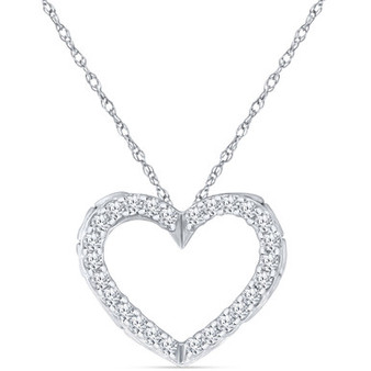 Diamond Heart 18" Pendant Necklace (1/10 ct. t.w.) in 10k White Gold