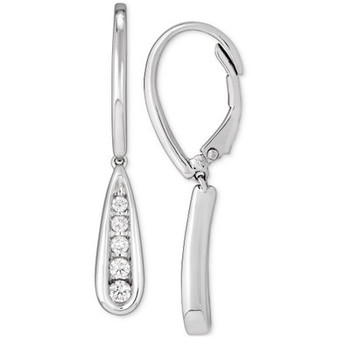 Lab-Created Diamond Graduated Leverback Drop Earrings (1/3 ct. t.w.) in Sterling Silver